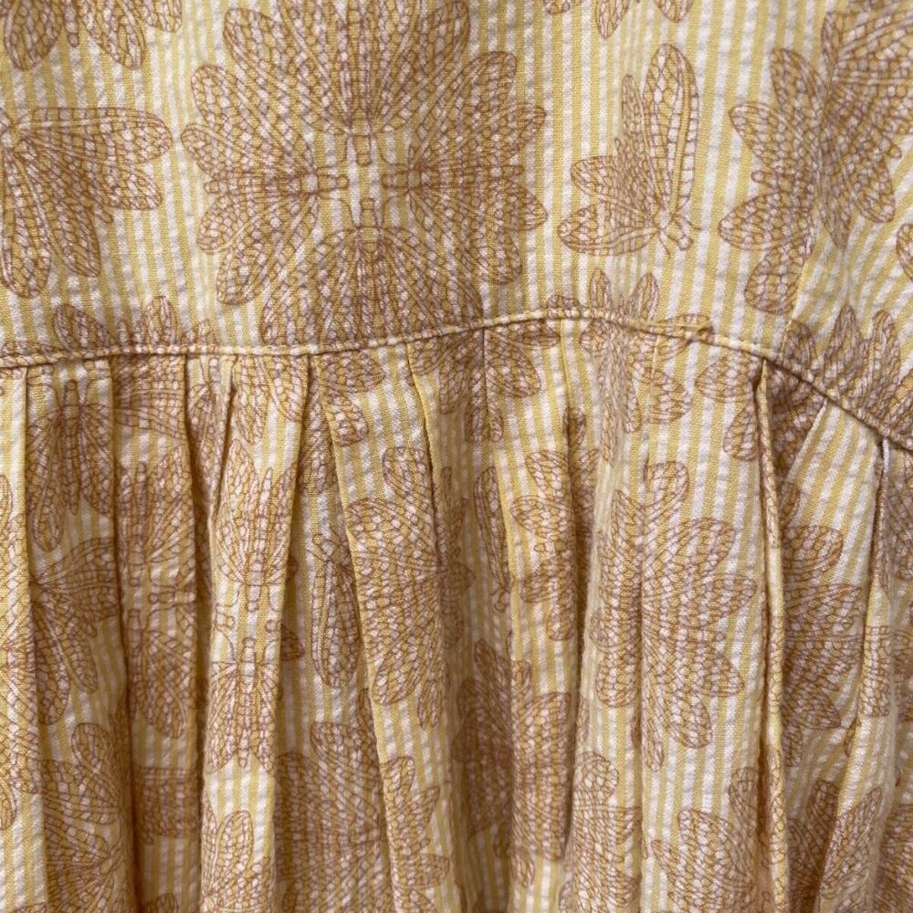 Maeve Anthropologie Yellow Seersucker Cotton Button-Front Dragonfly Dress Sz 00P - Picture 3 of 9